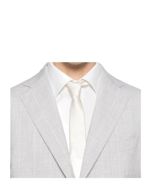 Eleventy White Striped Suit for men