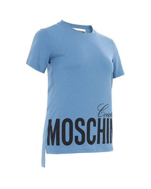 Moschino Blue Logo Printed Pattern T-Shirt