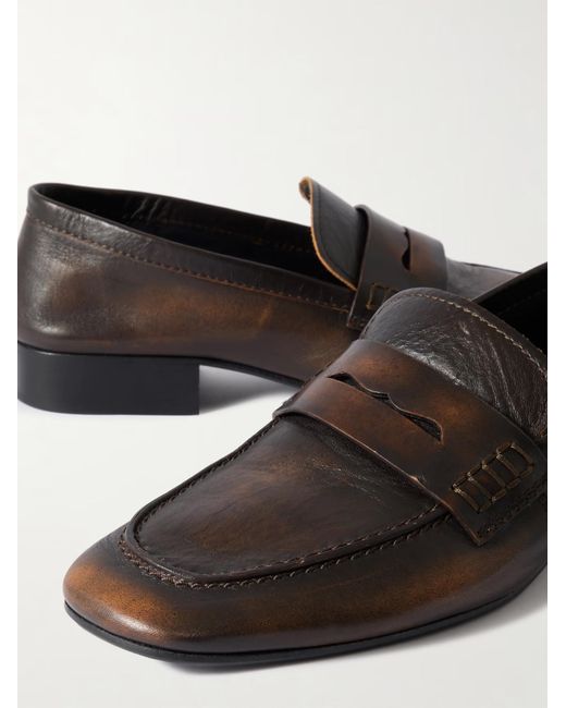 Dries Van Noten Black Block Heel Penny Loafers