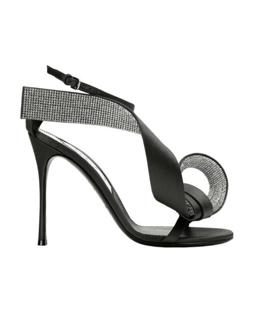 Sergio Rossi Metallic Logo Sandals