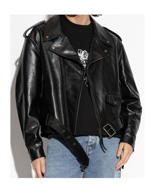Balmain Black Collared Zip-Up Biker Jacket for men