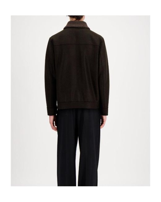 Harris Wharf London Black Golf Jacket Pressed Wool And Bouclè for men