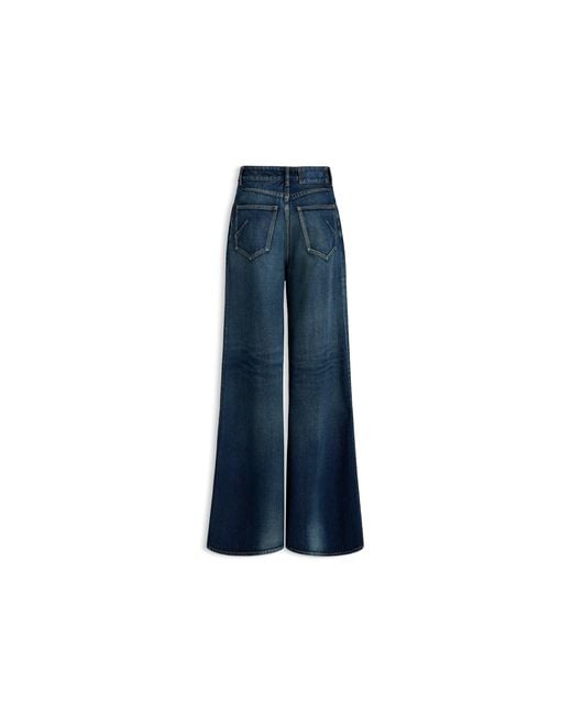Alaïa Blue High-Waisted Wide-Leg Jeans