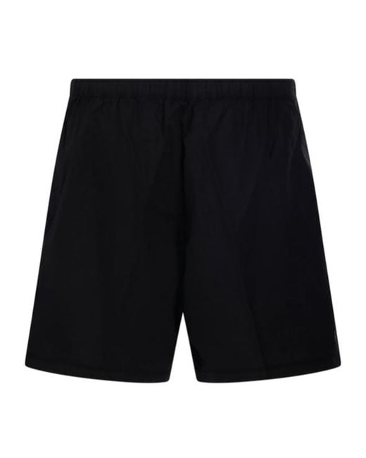 Stone Island Black Logo Patch Wide Leg Shorts for men