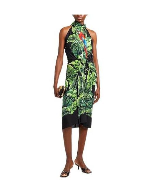 Dolce & Gabbana Green Print Sleeveless Dress