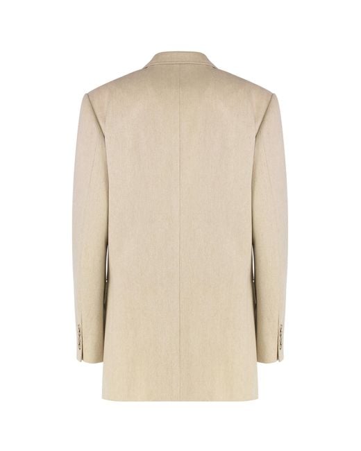 Victoria Beckham Natural Peak-Lapel Double-Breasted Blazer