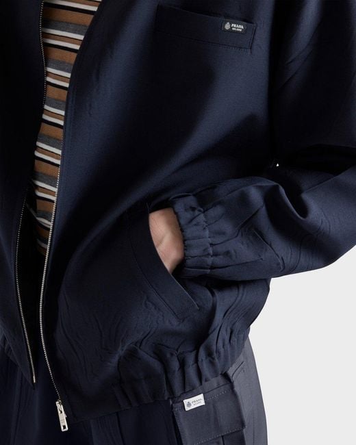 Prada Blue Mohair-Wool Blouson Jacket