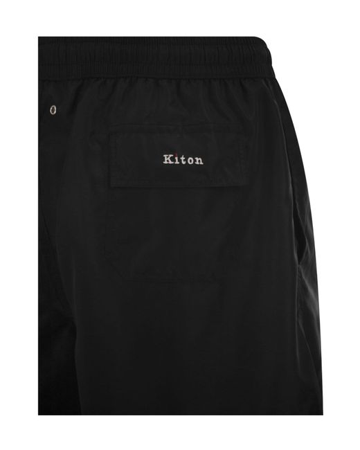 Kiton Blue Short Drawstring Swim Shorts for men