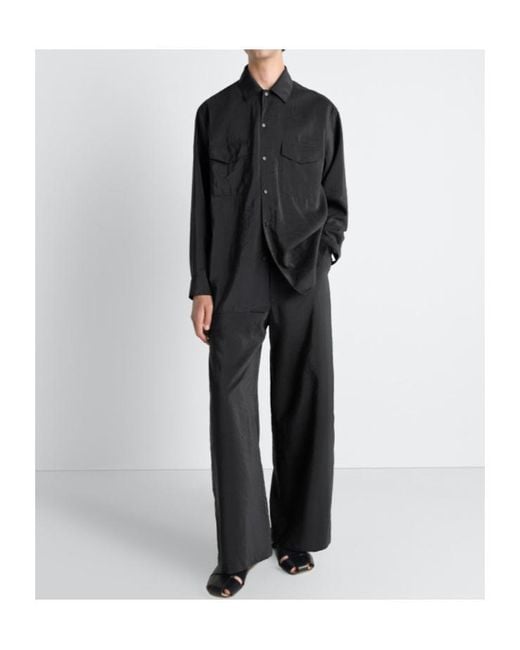 Lemaire Black Convertible Collar Shirt for men