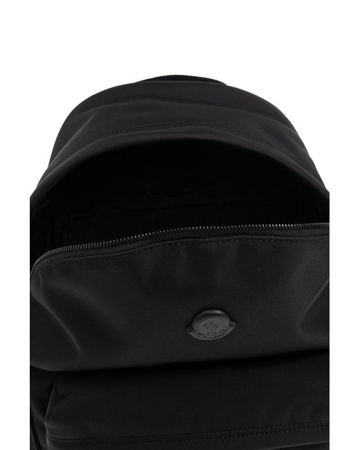 Moncler Black Logo Patch Zipped Backpack for men
