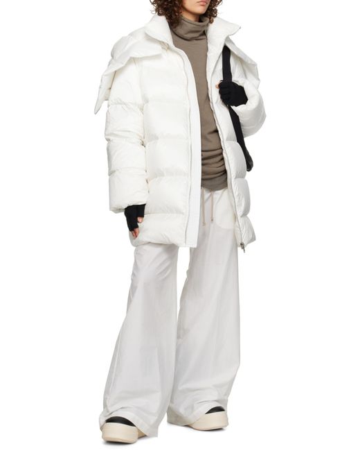 Moncler White Moncler Rick Owens Hooded Cyclopic Coat