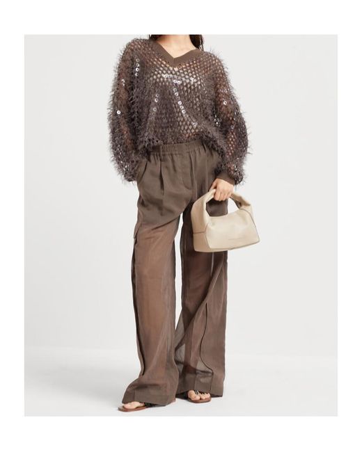 Brunello Cucinelli Brown Brushed Sweater