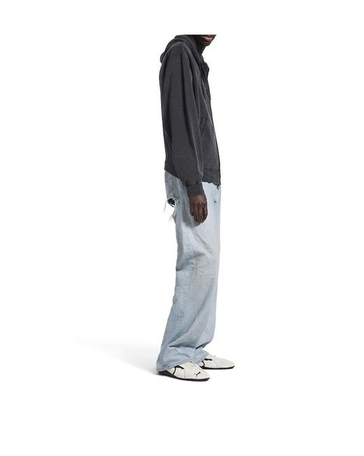 Balenciaga Blue Zip-Up Hooded Jacket for men