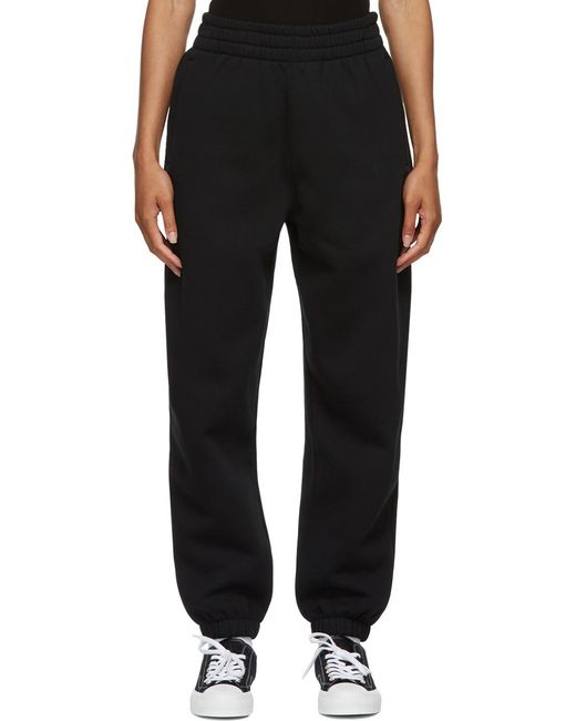 T By Alexander Wang Black Alexander Wang Logo Printed Elasticated Waist Pants