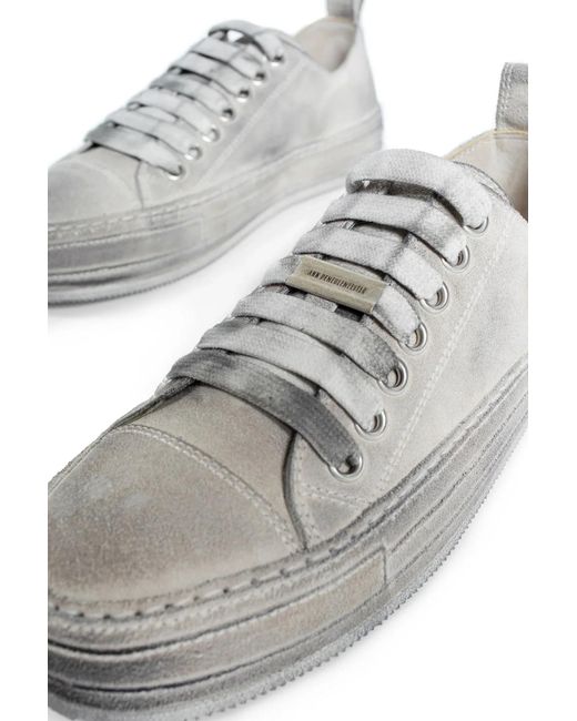 Ann Demeulemeester White Round-Toe Low-Top Sneakers