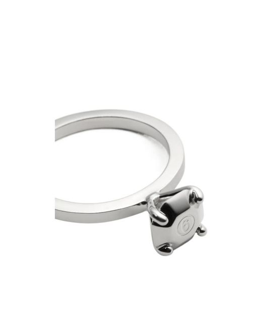 MM6 by Maison Margiela White Polished Palladium Clip Keyring for men