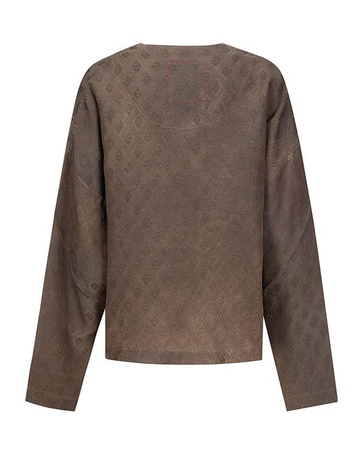 Uma Wang Brown Long-Sleeved Jacquard Cardigan