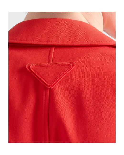 Prada Red Technical Gabardine Coat for men