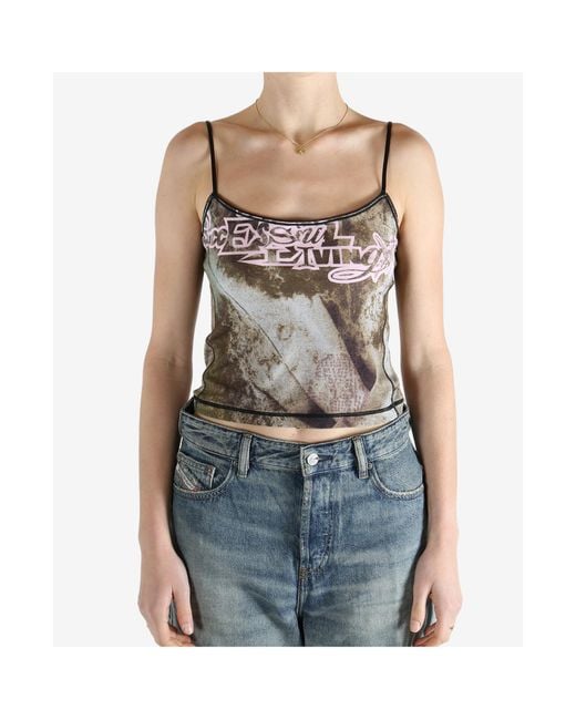 DIESEL Gray Graphic-Print Top