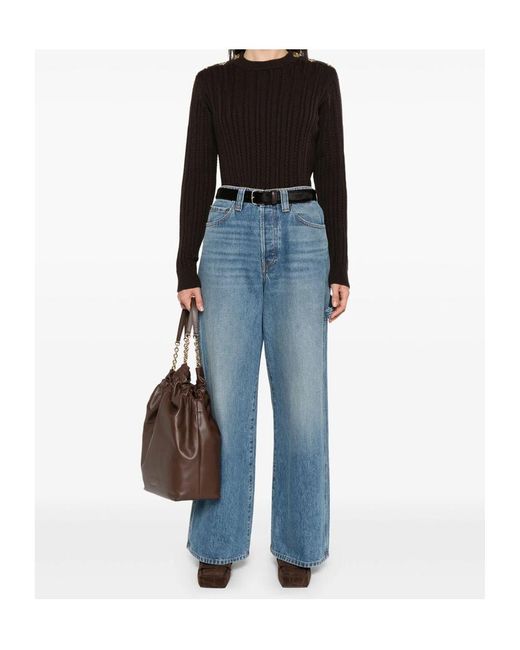 Golden Goose Deluxe Brand Black Cable-Knit Button Detailed Jumper