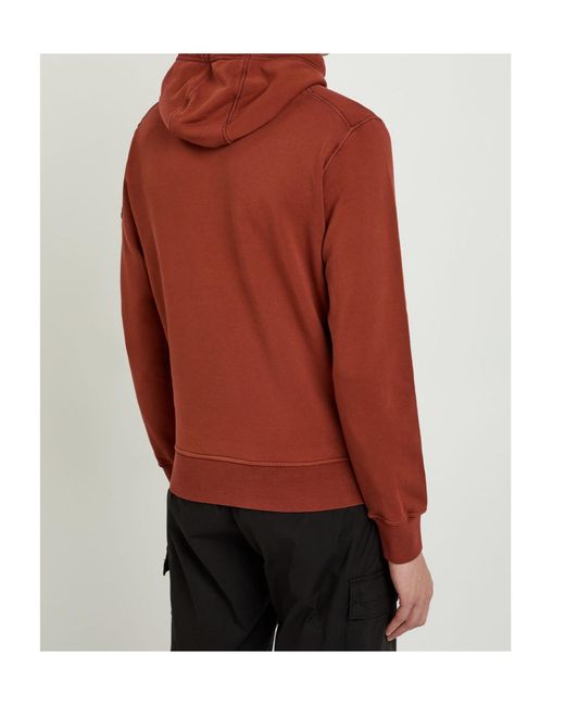 Stone Island Red Hooded Cotton Sweatshirt for men