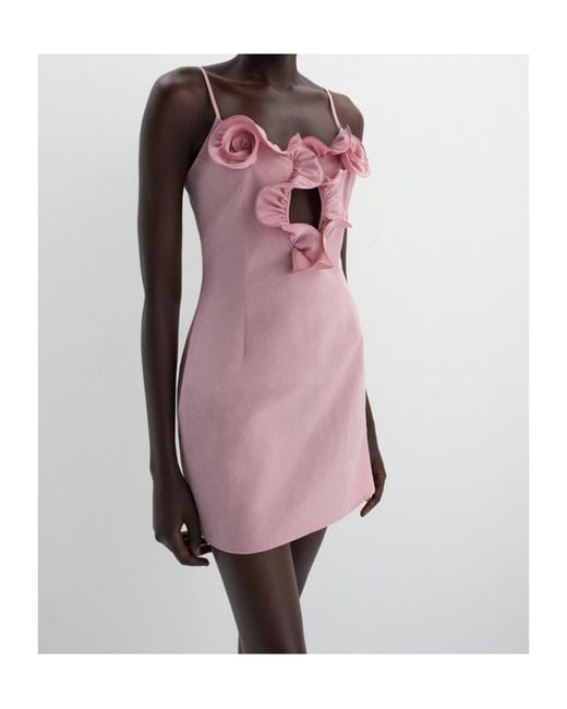 Magda Butrym Pink Cotton Flower-Detail Mini Beach Dress