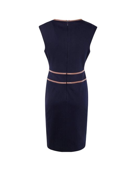 Ralph Lauren Blue Lauren Cap Sleeved Belted Sheath Dress