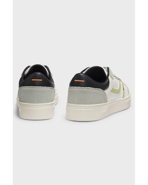 Boss White Lace-Up Low-Top Casual Shoes for men
