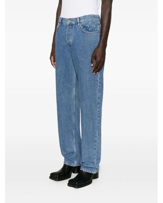 MARINE SERRE Blue Logo-Print Jeans for men