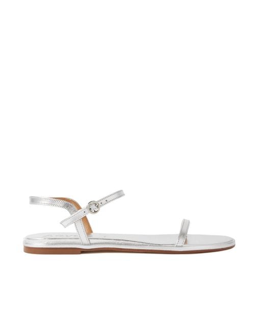 Aeyde White Round-Headed Flat Sandals