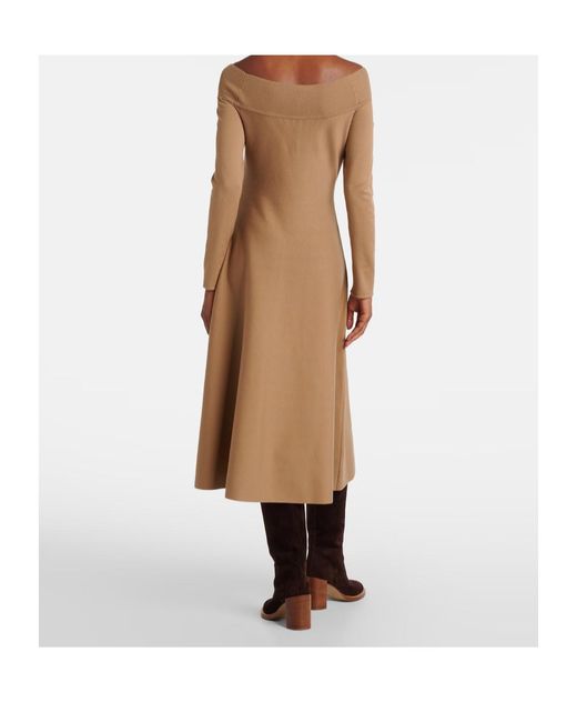 Ralph Lauren Natural Abrillong Cashmere-Blend Midi Dress