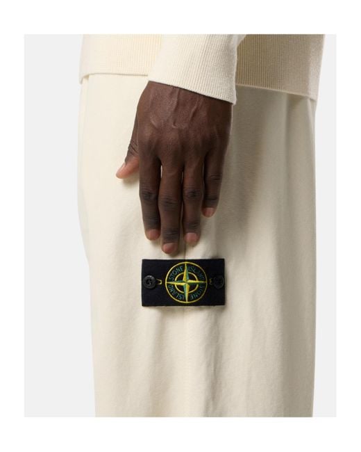 Stone Island Natural Logo Patch Elasticated Hem Trousers for men