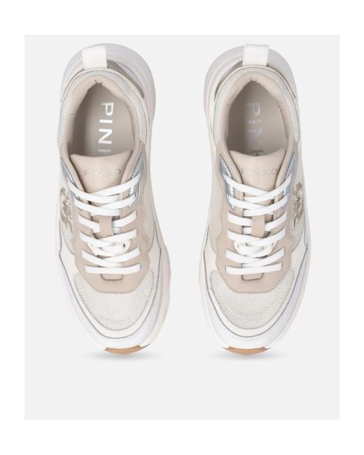 Pinko White Logo-Appliqué Sneakers