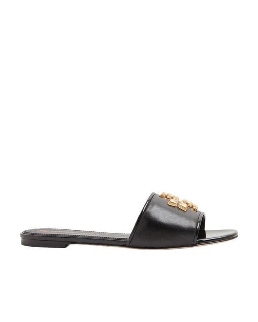 Tory Burch White Eleanor Double T Logo Plaque Sandals