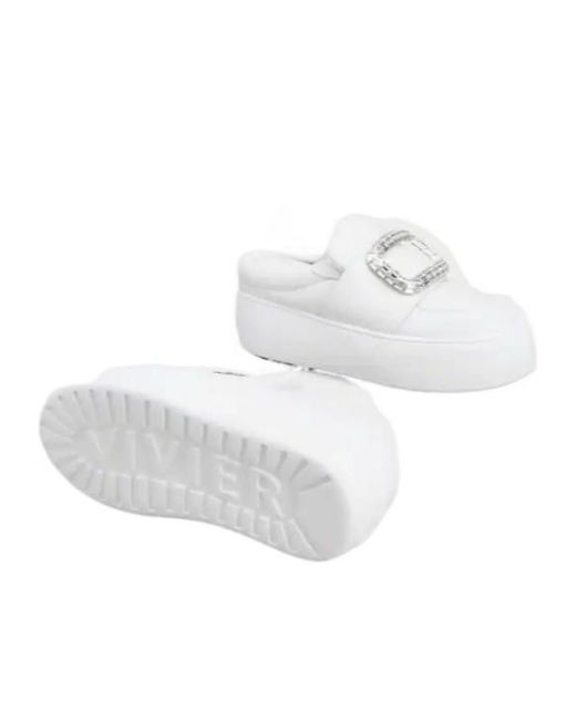 Roger Vivier White Embellished Platform Sandals