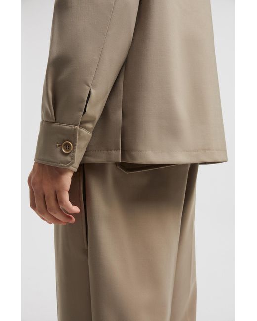 Moncler Natural Wool Gabardine Long Sleeve Shirt for men