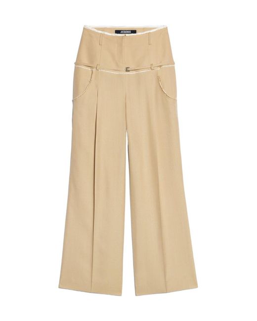 Jacquemus Natural Belted Wide-Leg Pants