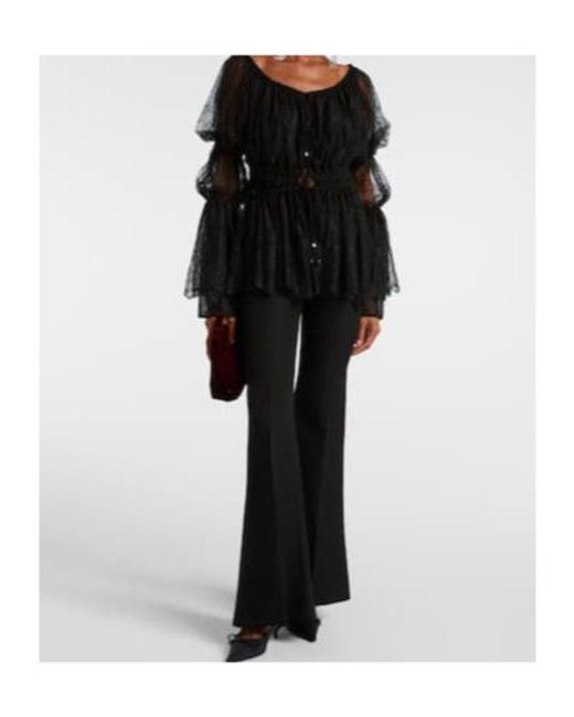 Blumarine Black Floral Chantilly Lace Top