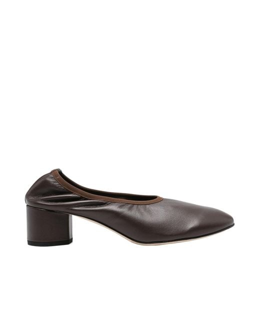 Aeyde Brown Round-Toe Heeled Pumps