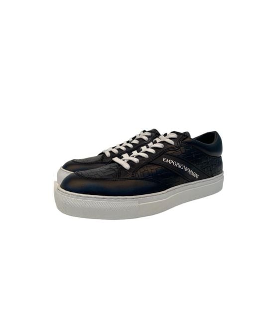 Emporio Armani Black Strap-Up Casual Sneakers for men