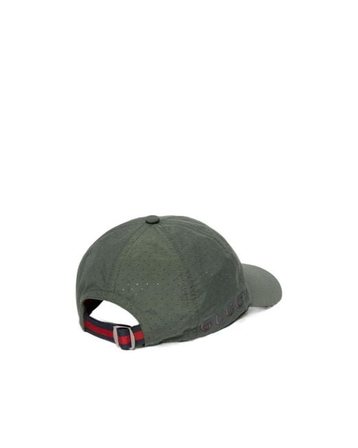Gucci Green Cotton Baseball Hat With Print for men