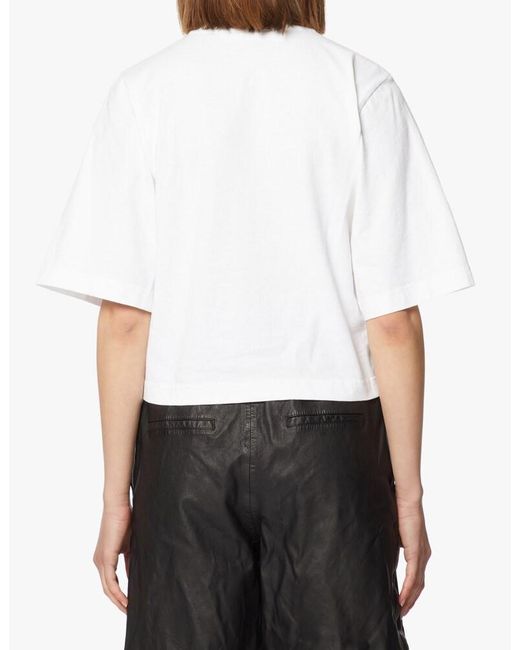Palm Angels White Bear Print Cropped T-Shirt