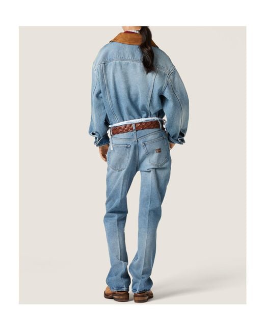 Miu Miu Blue Denim And Suede Jacket