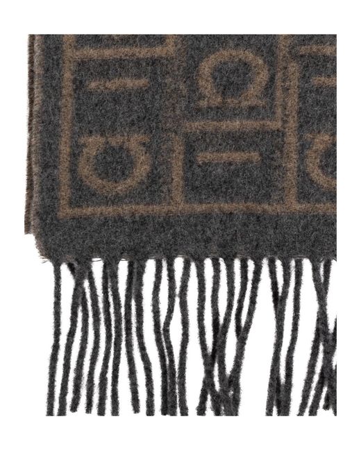 Ferragamo Gray Ferragamo Monogram Jacquard Scarf for men