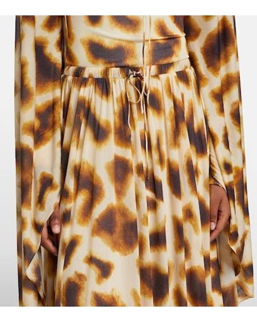 Christopher Esber Metallic Printed Draped Caped Gown