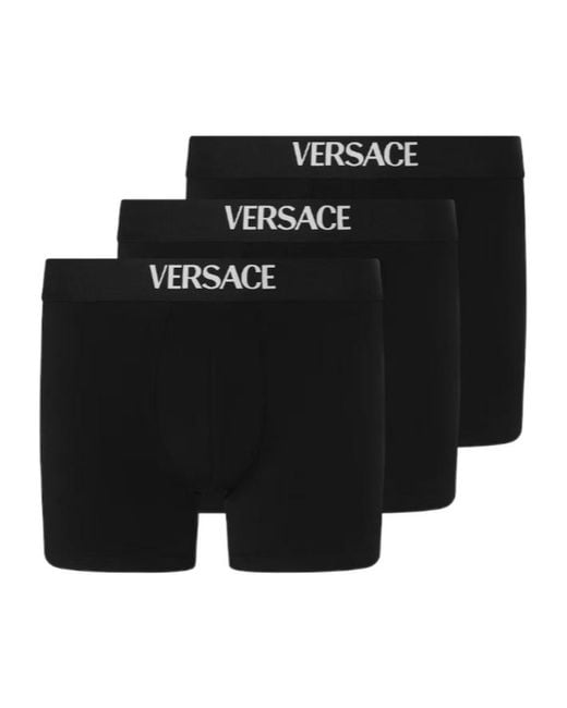 Versace Black Logo Intarsia Three-Pack Boxers for men
