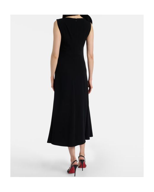 Roland Mouret Black Floral-Appliqué Crêpe Midi Dress