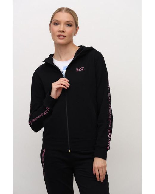 EA7 Black Logo Logo Zipper Sweater