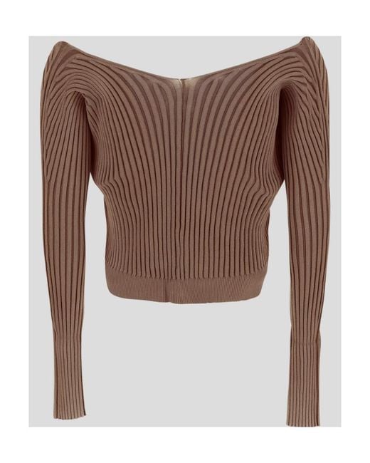 Jacquemus Brown Ribbed-Knit Open-Front Cardigan