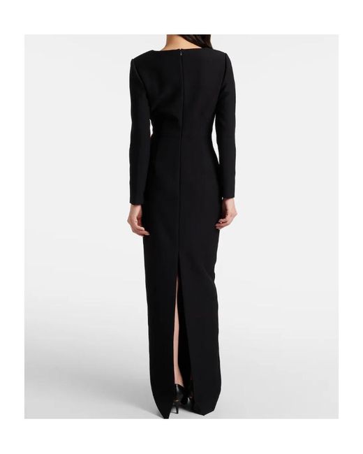 Roland Mouret Blue Floral-Appliqué Crepe Gown